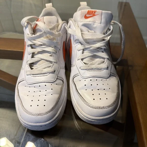 Nike All Day Play White Orange Sneakers Shoes Kids Youth Size 7Y - Picture 2 of 6